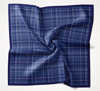Viscose Velora Scarf, Four Seasons, Plaid Pattern, Navy Blue, 90x90 cm 