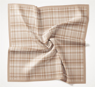 Viskon Velora Eşarp Dört Mevsim Ekose Desen Latte 90X90 - Velora Eşarp - | Silk Home