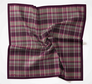 Viskon Velora Eşarp Dört Mevsim Ekose Desen Mor 90X90 - Velora Eşarp - | Silk Home