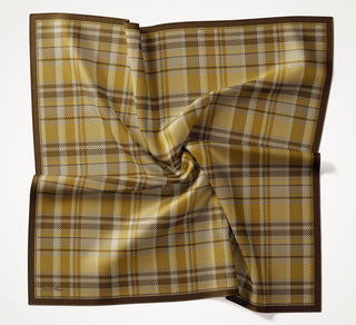 Viscose Velora Scarf, Four Seasons, Plaid Pattern, Green/Gray, 90x90 cm 