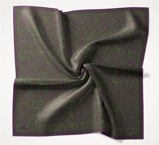 Viskon Velora Eşarp Dört Mevsim Labirent Desen Mor 90X90 - Velora Eşarp - | Silk Home