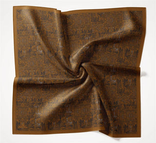 Viskon Velora Eşarp Dört Mevsim Labirent Desen Soğan Kabuğu 90X90 - Velora Eşarp - | Silk Home