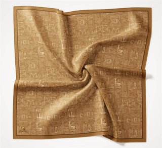 Viscose Velora Scarf, Four Seasons, Labyrinth Pattern, Tan, 90x90 cm 