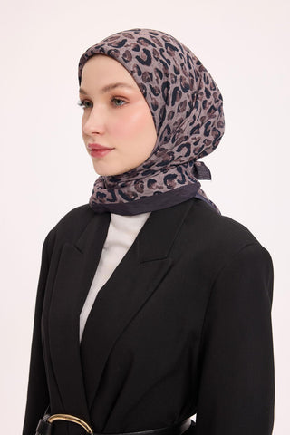 Viskon Velora Eşarp Dört Mevsim Leopar Desen Acı Kahve 90X90 - Velora Eşarp - | Silk Home