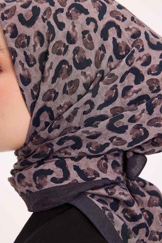 Viskon Velora Eşarp Dört Mevsim Leopar Desen Acı Kahve 90X90 - Velora Eşarp - | Silk Home