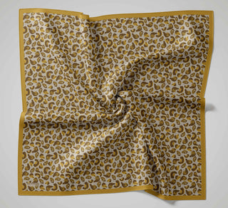 Viskon Velora Eşarp Dört Mevsim Leopar Desen Hardal 90X90