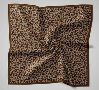 Viskon Velora Eşarp Dört Mevsim Leopar Desen Kahverengi 90X90