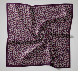Viskon Velora Eşarp Dört Mevsim Leopar Desen Mor 90X90 - Velora Eşarp - | Silk Home