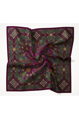 Viskon Velora Eşarp Violet Desenli Tok Duruşlu Dört Mevsim 90X90