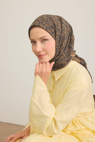Yaz Esintisi Ditsy Floral Acı Kahve
