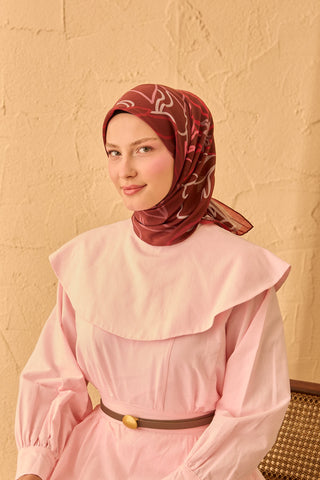 Yaz Esintisi Line Flowers Bordo