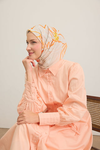 Yaz Esintisi Line Flowers Kırık Beyaz