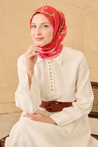 Yaz Esintisi Line Flowers Kırmızı