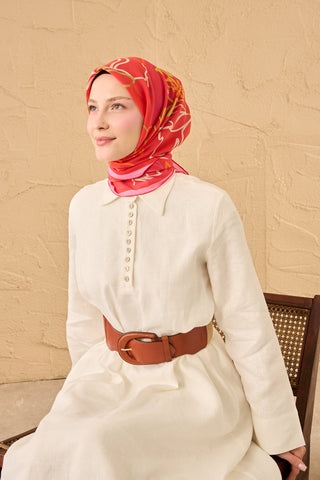 Yaz Esintisi Line Flowers Kırmızı