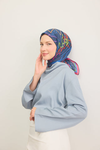 Yaz Esintisi Line Flowers Koyu Lacivert