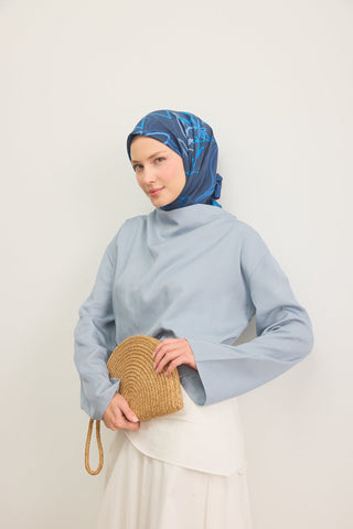 Yaz Esintisi Line Flowers Lacivert